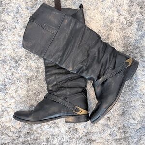 Golden Goose Black Leather Knee-High Boots Size 10 EU 40